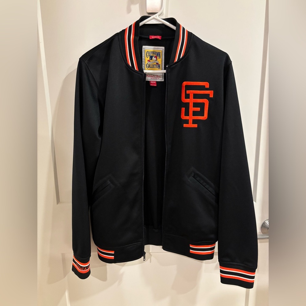 Mitchell & Ness Black and Orange SF Giants Varsity Jacket